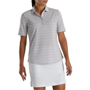 FootJoy Women's Gray Striped Golf Active Polo Shirt Small